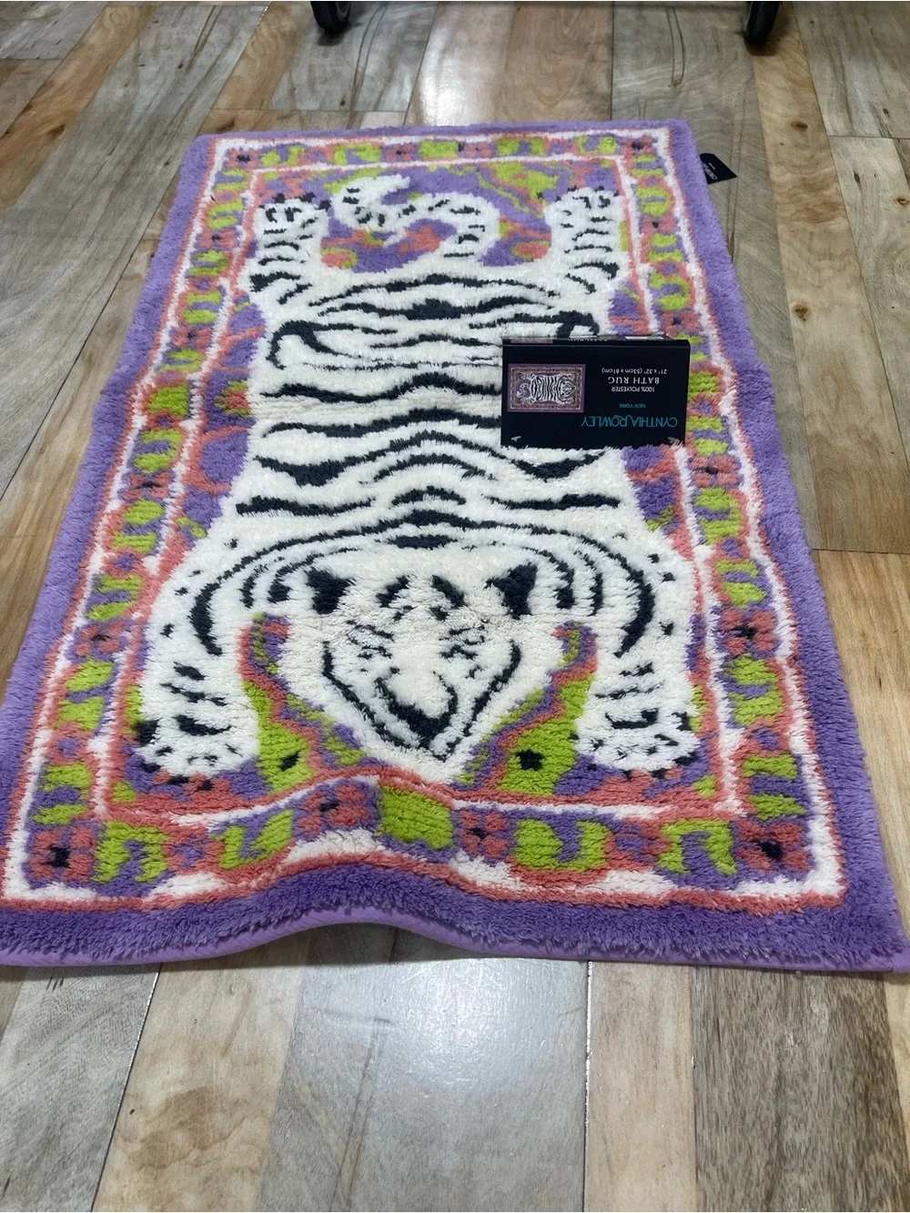Cynthia Rowley colorful tiger print bath rug - non slip backing 21”x32” - NEW 🐅